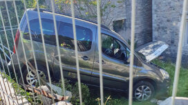 Grey vehicle crashed into St Mary's church