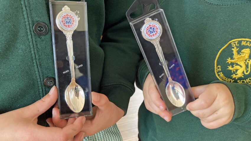 Coronation teaspoons presented to St Mark's primary school children