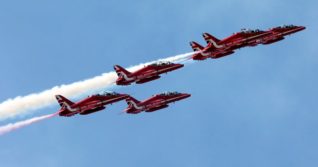 Red Arrows made a flypast, though a Battle of Britain flight had to be cancelled