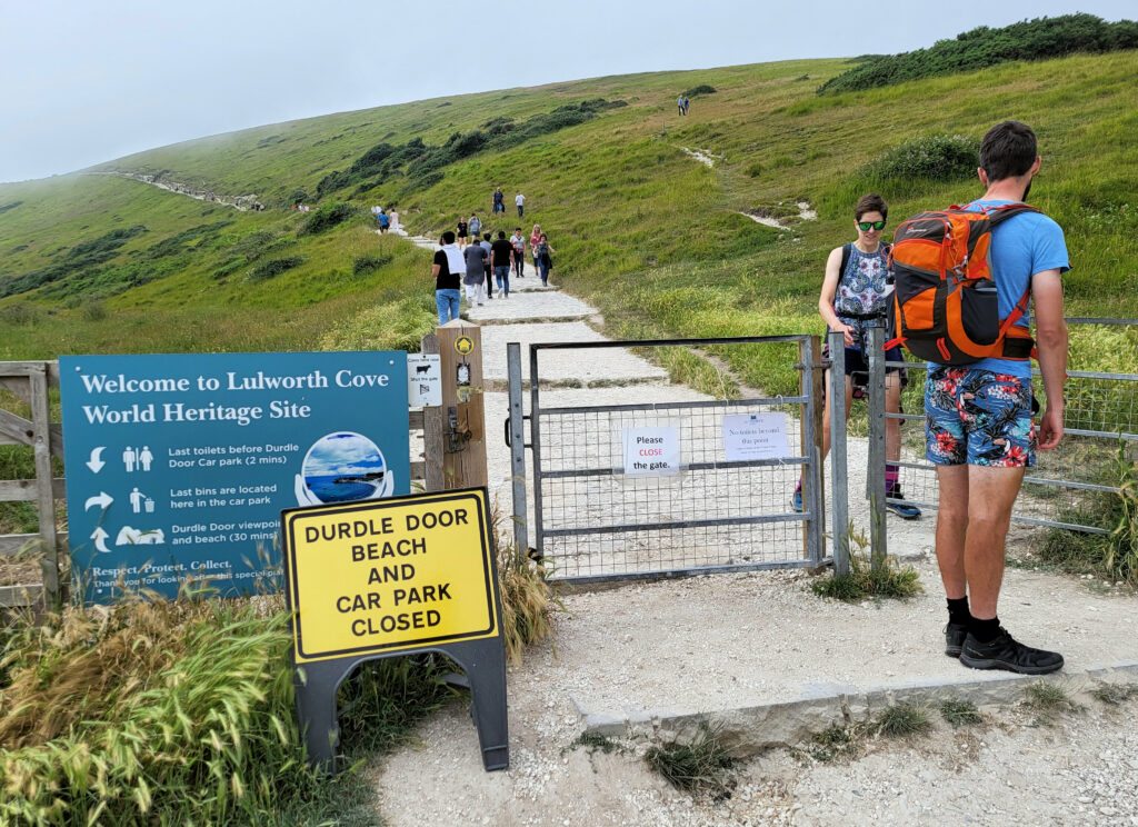 Notice of the beach closure didn’t deter crowds from going to take a look