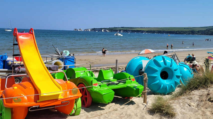 Sea going pedal cars, the only ones of their kind in the UK, are proving very popular at Knoll Beach, Studland