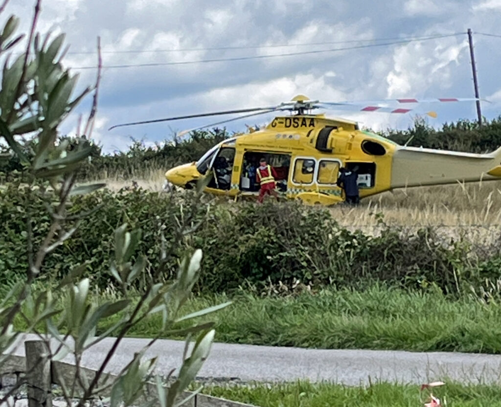 Air ambulance at Harmans Cross