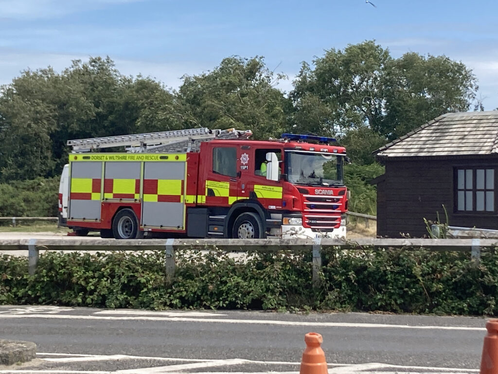Fire appliances at Studland for heath fire