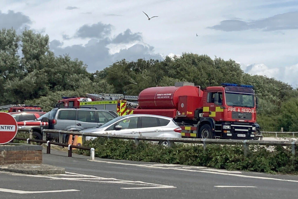 Fire appliances at Studland for heath fire