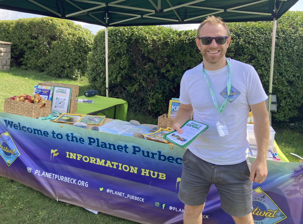 Luke M Luke at Planet Purbeck stand at Swanage Carnival