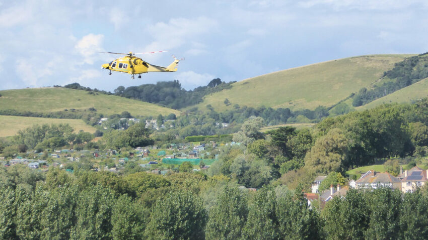 Dorset and Somerset Air Ambulance landed at King George's Playing Field in response to the emergency