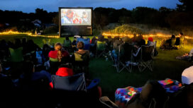 An outdoor screening of Jurassic Park took place on the prehistoric cliffs at Durlston Country Park