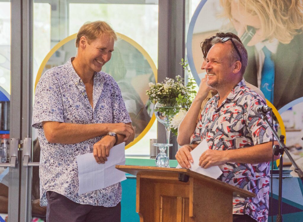 Tristram Hobson and Paul Angel and The Swanage School celebrates 10 years