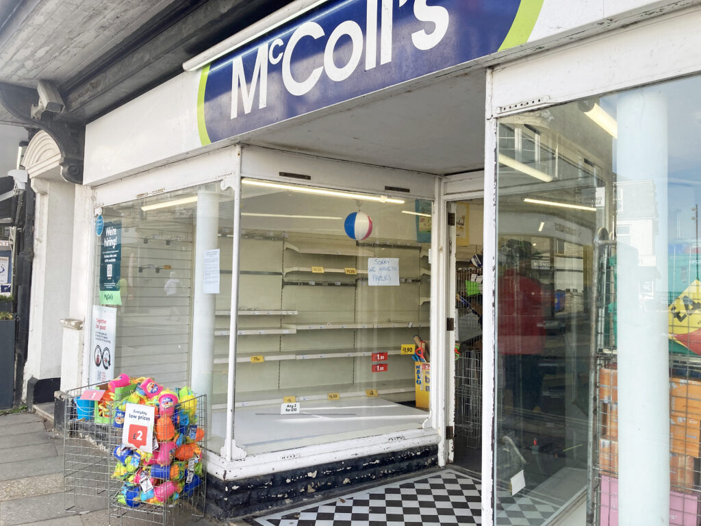 Empty shelves as work starts to make McColls into Morrisons