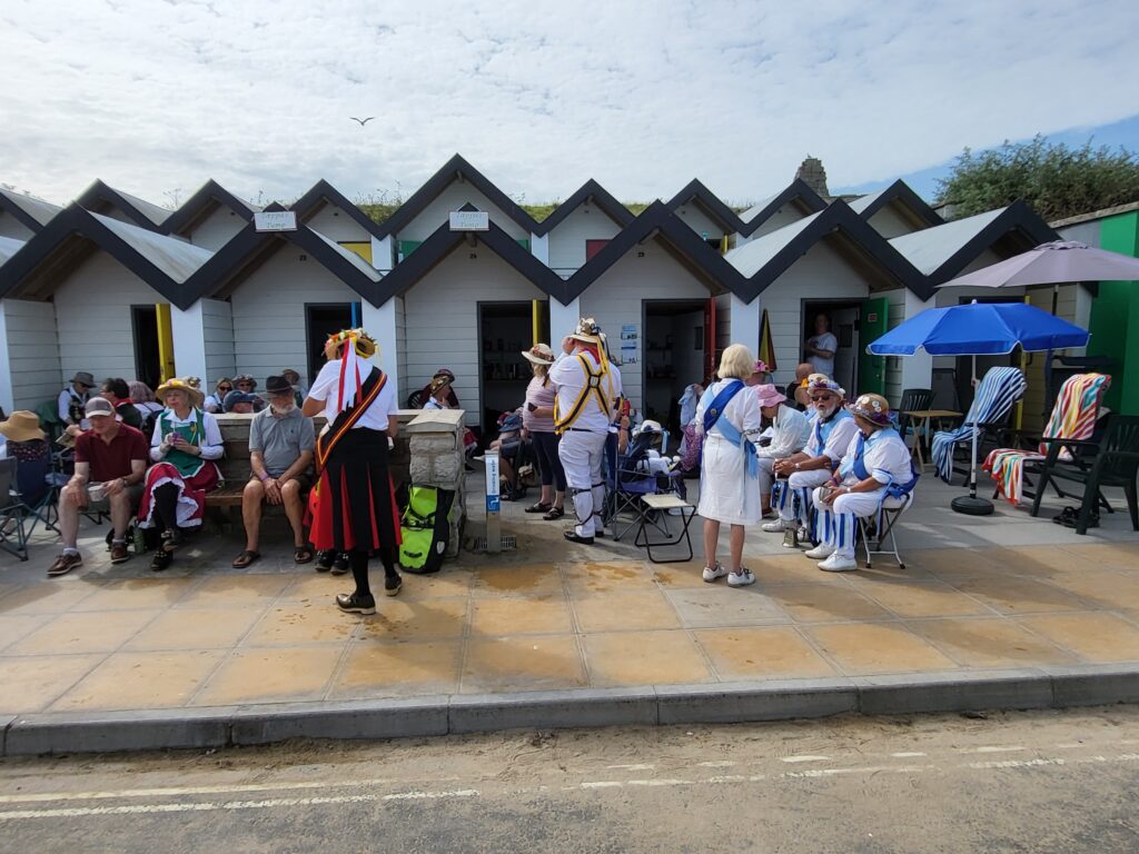 Many of Swanage’s beach huts were taken over for the weekend by folk dance sides
