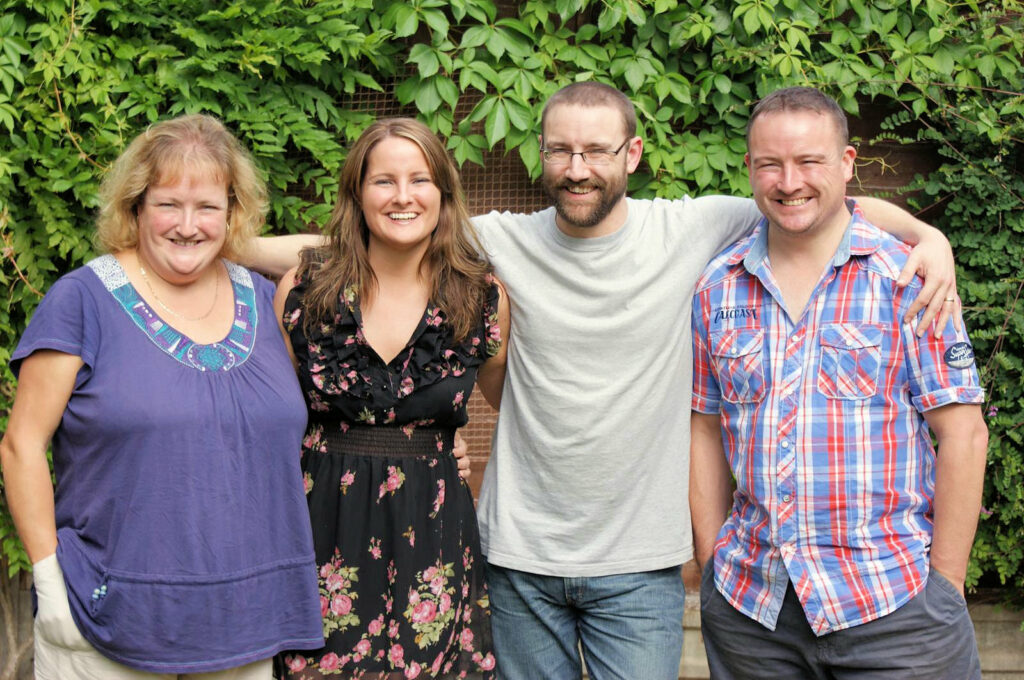 Iain Farrell (right) with brother Matthew and sisters Helen Plumbley and Katie Whyte