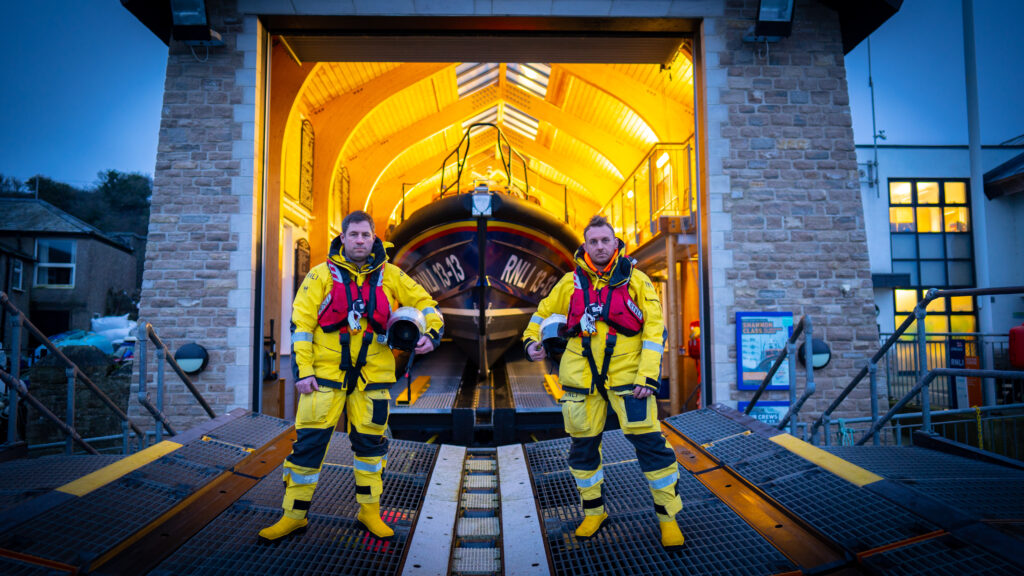Swanage lifeboat crew  Dave Turnbull and Gavin Steeden 