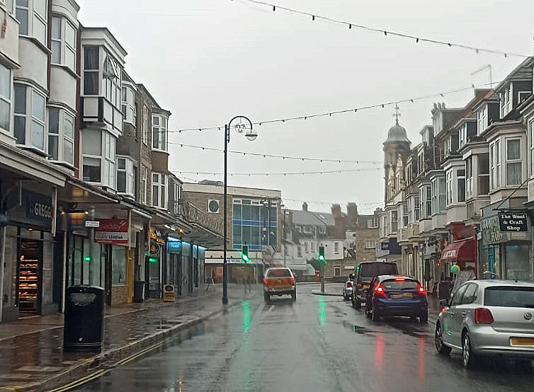 Station Road during Storm Babet