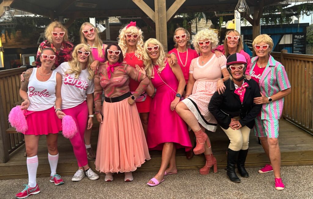 Barbie fancy dress - Swanage sea rowing women's crew at Newquay