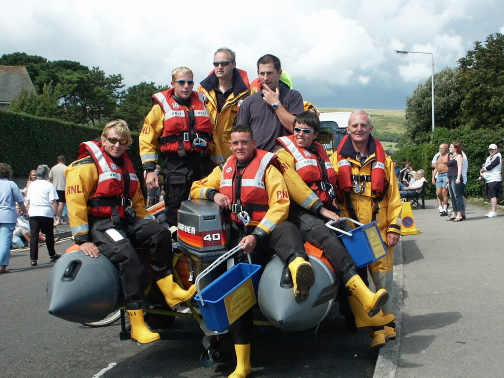 Swanage lifeboat crew at Swanage Carnival 2003 with Colin Marks