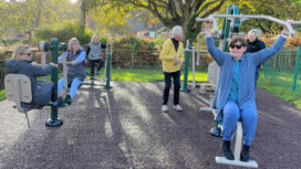 Studland villagers were keen to try out new gym equipment installed at the playing field