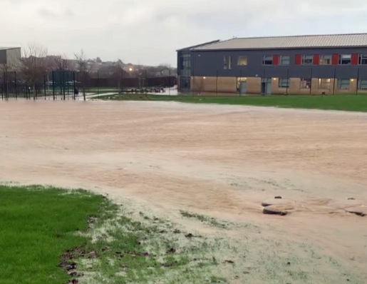 Waterlogged playing fields at St Mark's School