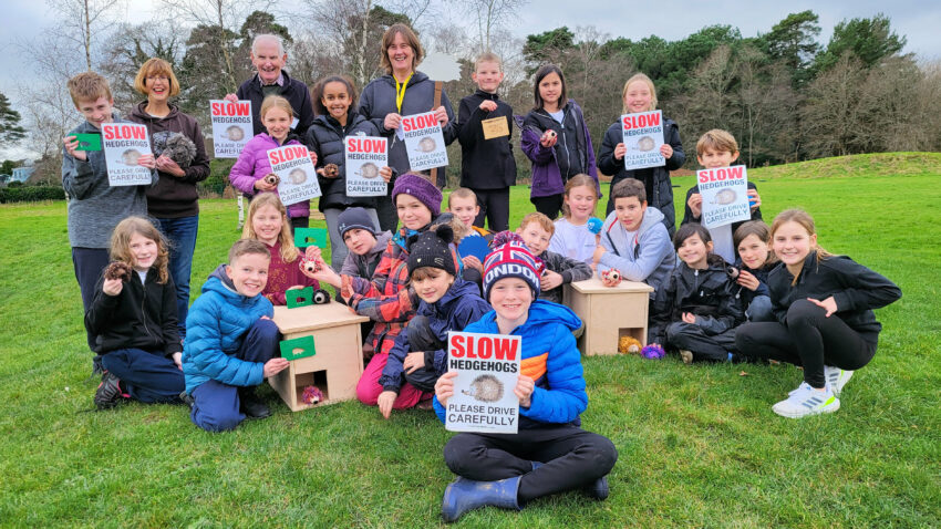 Pupils at Sandford St Martin's School are making hedgehog homes to keep the animals safe on school grounds