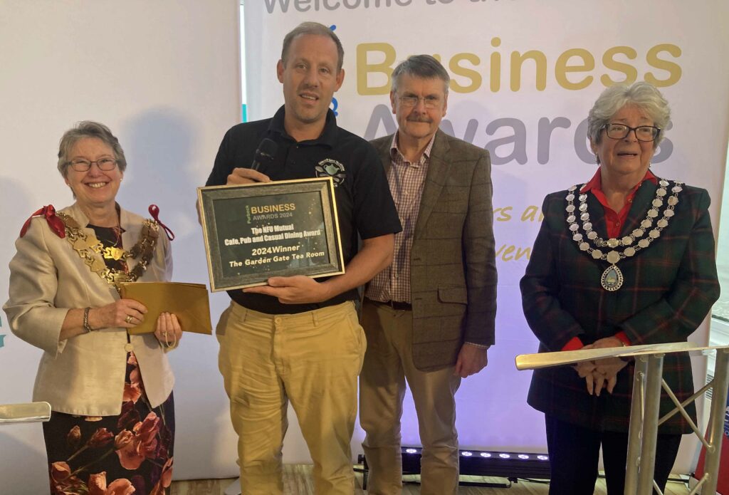 Purbeck Business Awards winner Garden Gate tearooms Richard Garrett sponsor NFU Mutual(