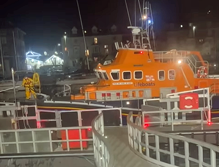 Weymouth replacement lifeboat returning to the harbour