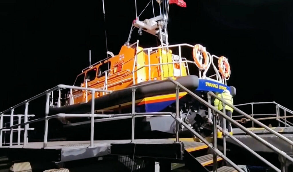 A night time launch for Swanage’s all weather lifeboat
