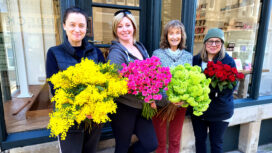 Selina Kerley, pictured left, with her team, all ready for the opening day of Tide florists in High Street, Swanage