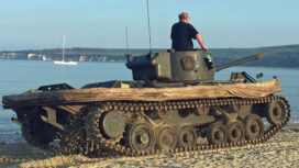 The amphibious Valentine tank at Knoll Beach Studland