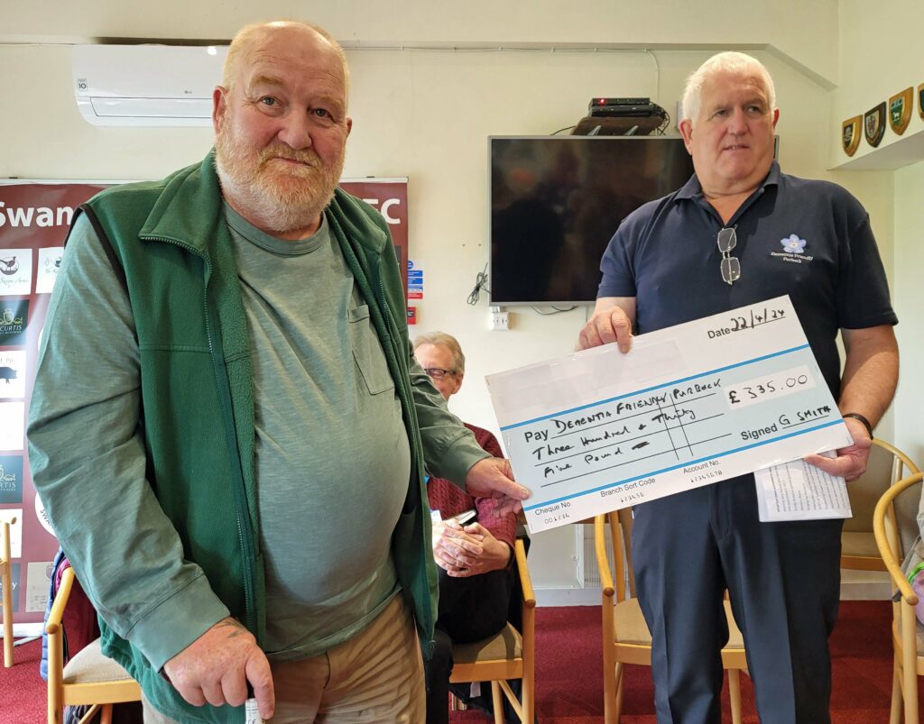 Cheque for Dementia friendly Purbeck