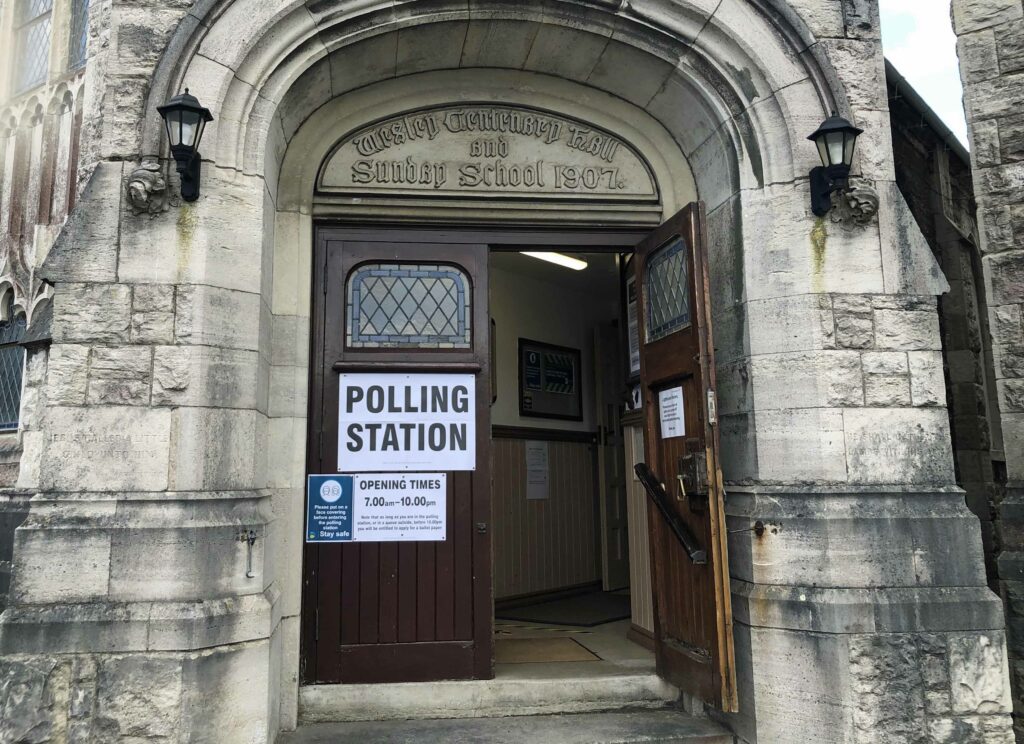Polling station at Swanage Methodist Church