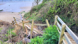 The wooden steps to Sheps Hollow have been destroyed by winter storms and need replacing as a matter of urgency